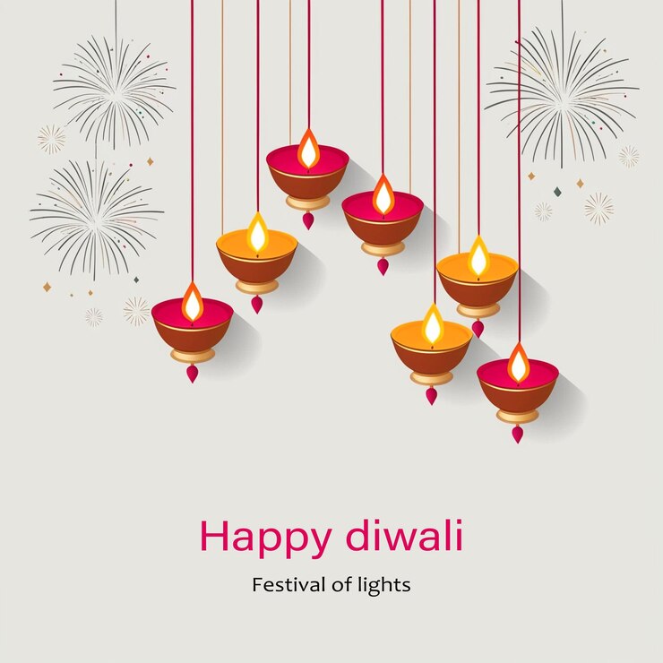 Diseño de Happy Diwali Diya para el festival hindú en fondo blanco