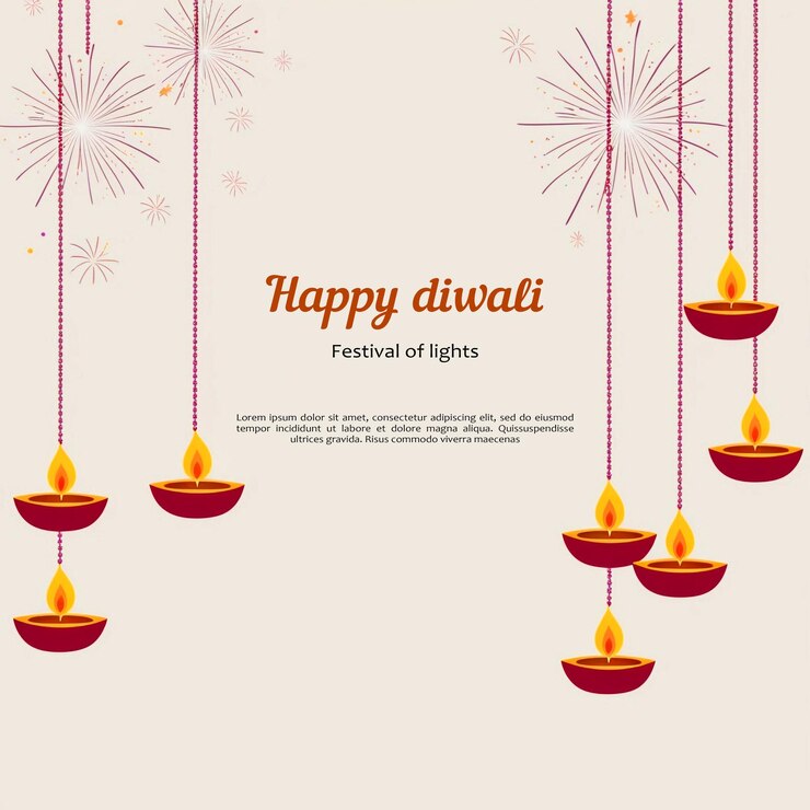 Diseño de Happy Diwali Diya para el festival hindú en fondo blanco