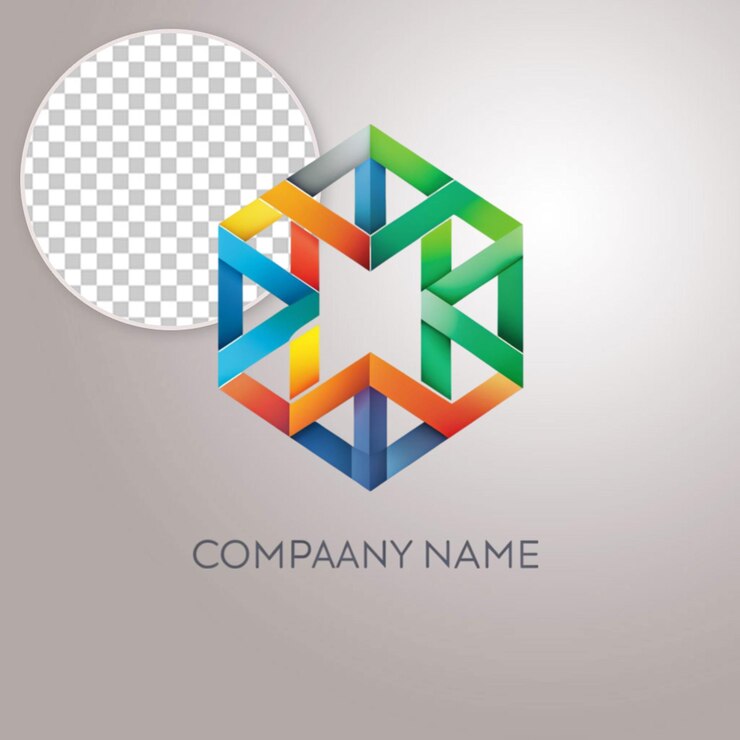 PSD diseño heptágono geométrico colorido sobre un fondo transparente