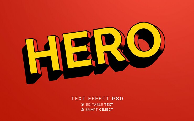PSD diseño de héroe con efecto de texto