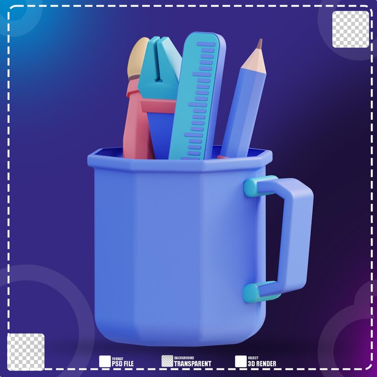 PSD diseño de herramienta de vidrio de ilustración 3d 2