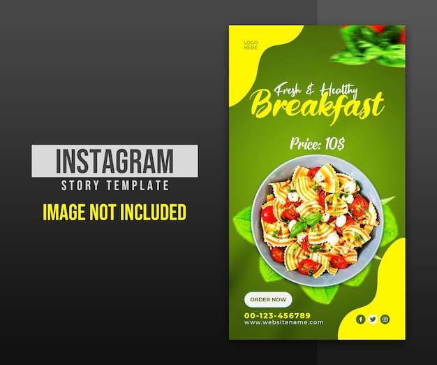 Diseño de historia de instagram de redes sociales de venta especial de comida de ramadán