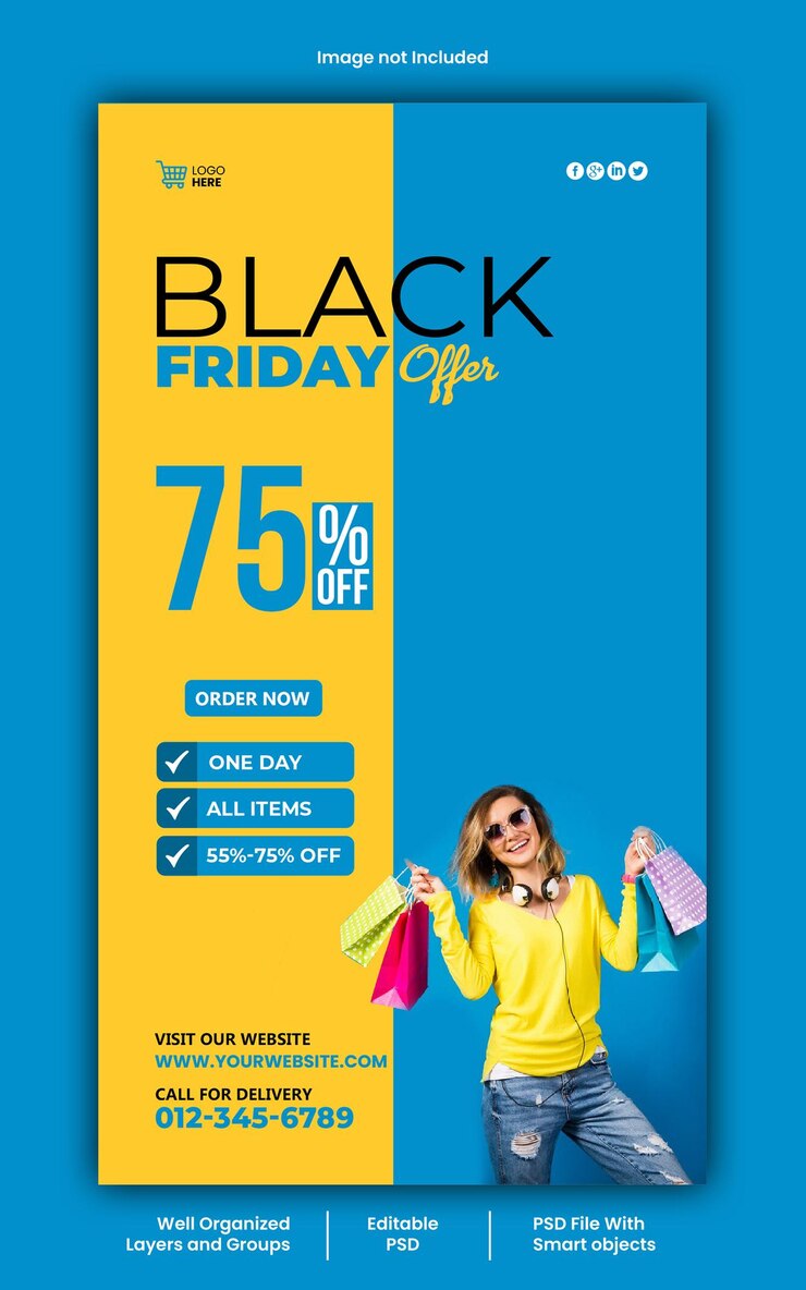 PSD diseño de historia de redes sociales del black friday psd