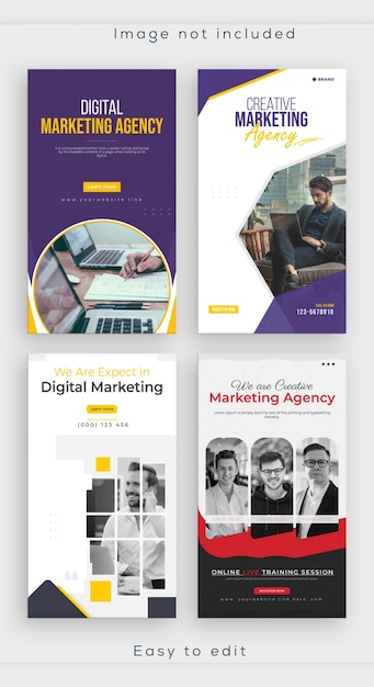 Diseño de historias de Instagram plantilla editable para el marketing en redes sociales