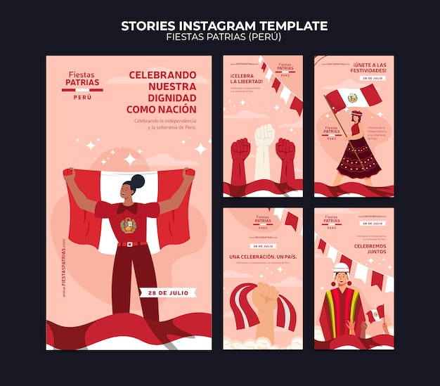 PSD diseño de historias de instagram de plantilla de fiestas patrias