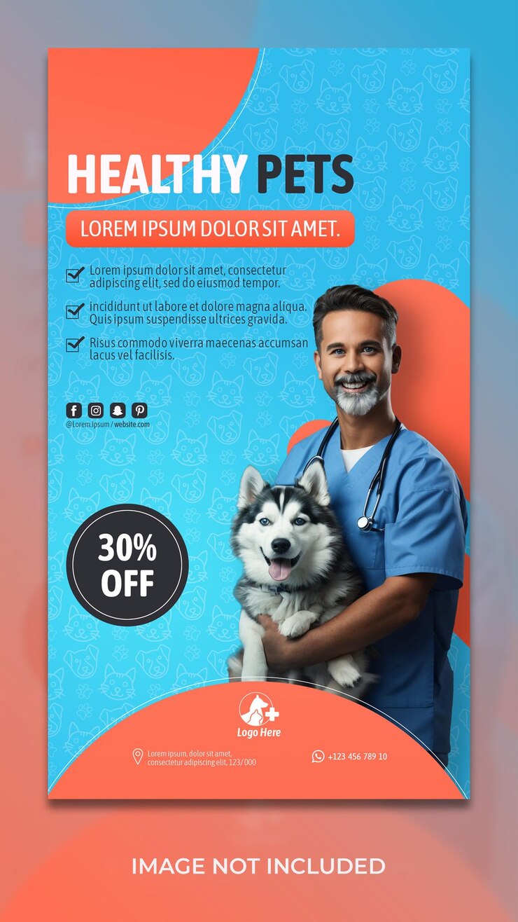 Diseño de historias promocionales en redes sociales del servicio de cuidado de mascotas.