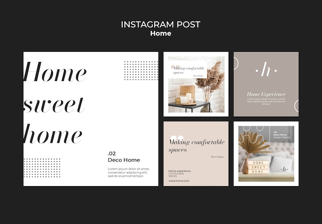 Diseño de hogar posts de Instagram