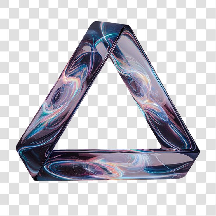 Un diseño holográfico abstracto del triángulo aislado sobre un fondo transparente