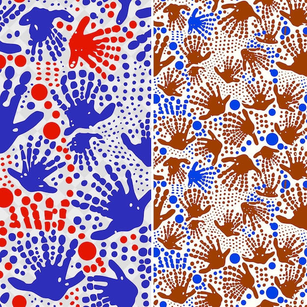 Diseño de huella de mano aborigen australiano que consiste en el vector geométrico abstracto creativo de Handpri