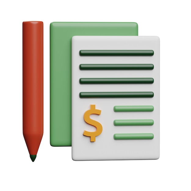 Diseño de icono 3D de informe financiero