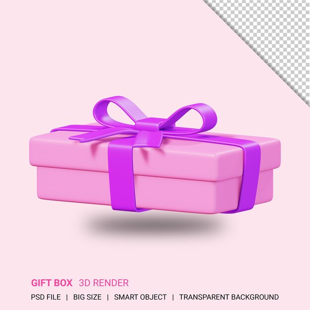 Diseño de icono de caja de regalo largo 3d aislado