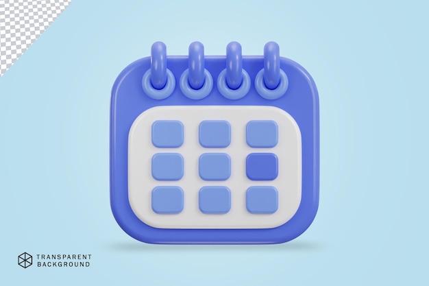 Diseño del icono del calendario de brillo púrpura 3D