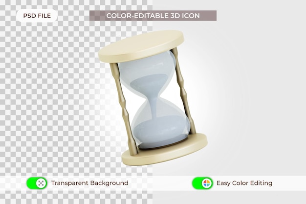diseño de icono de dibujos animados aislado de reloj de arena 3d
