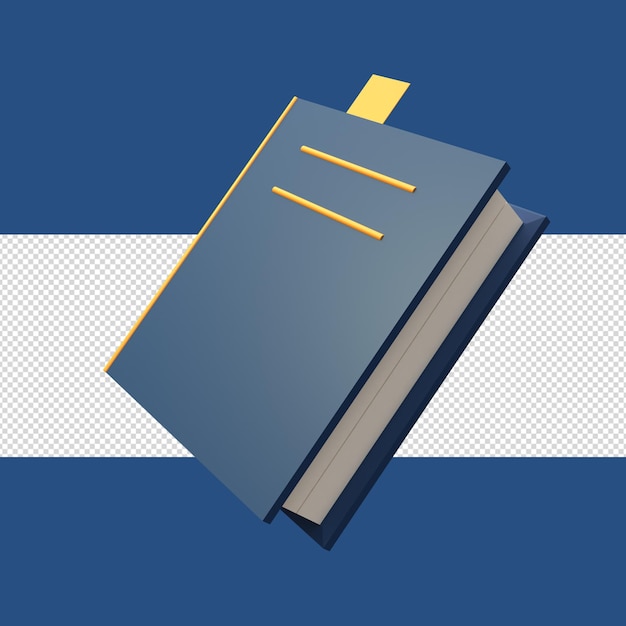 Diseño de icono de libro único 3D con fondo transparente.