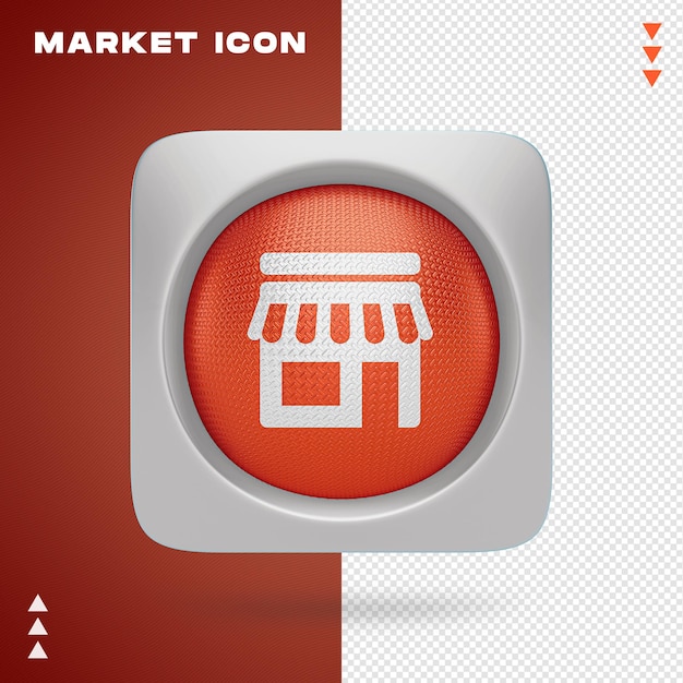 Diseño de icono de mercado en renderizado 3d