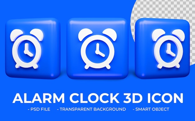 Diseño de icono de reloj despertador 3d aislado