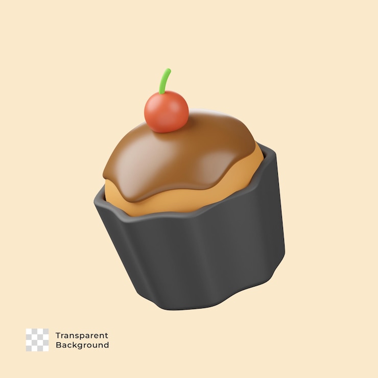 PSD diseño de icono de renderizado 3d de cupcake