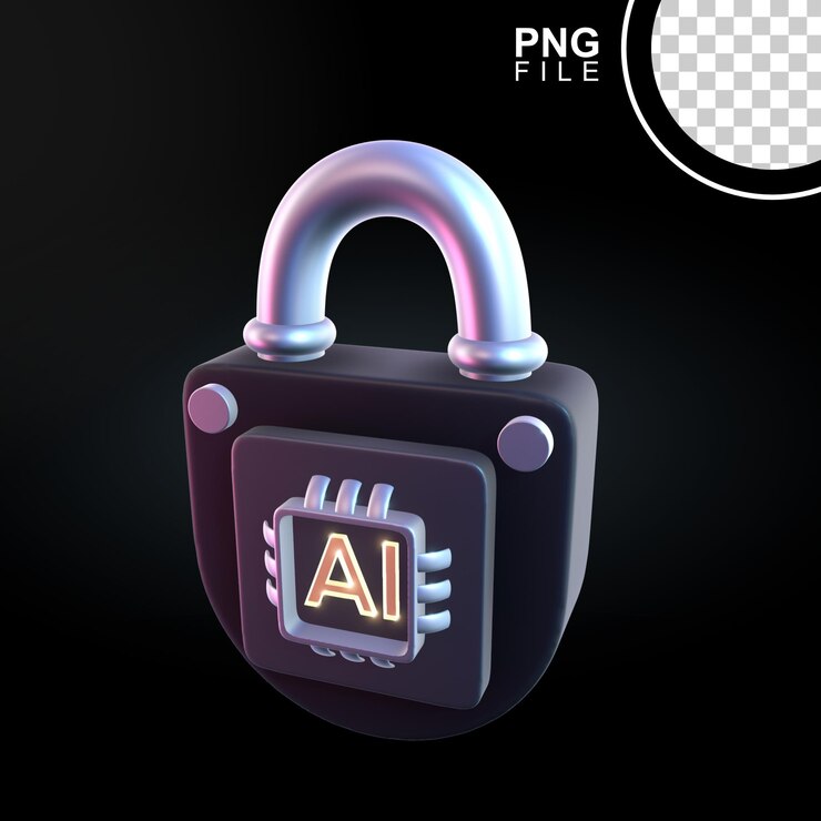PSD diseño de íconos 3d de cerradura de ia segura