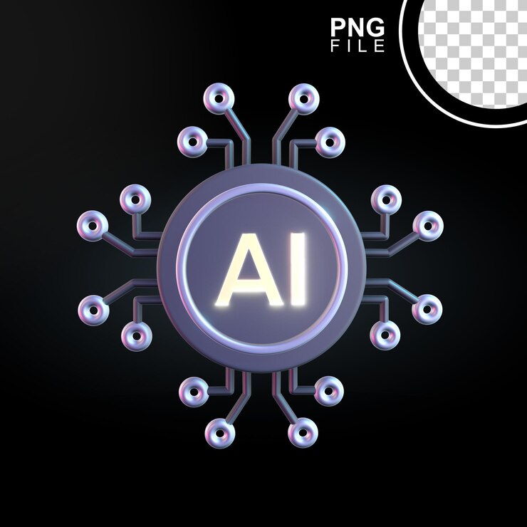 PSD diseño de íconos 3d de circuitos de inteligencia artificial
