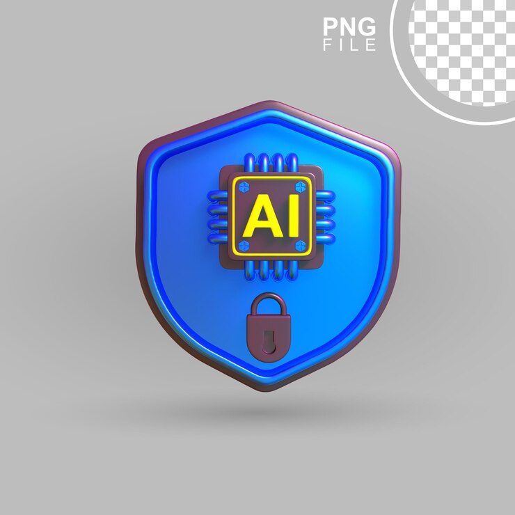 PSD diseño de íconos 3d de sistemas seguros de inteligencia artificial