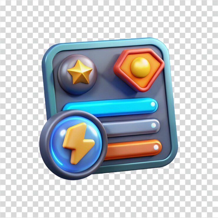 PSD diseño de íconos de aplicaciones 3d energía progreso y logro ui