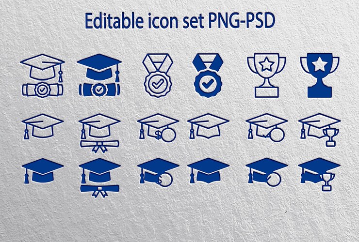 PSD diseño de íconos de educación gratuita