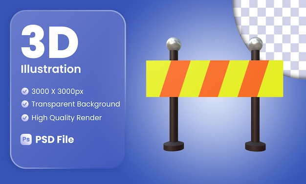 PSD diseño de ilustración 3d de advertencia de construcción