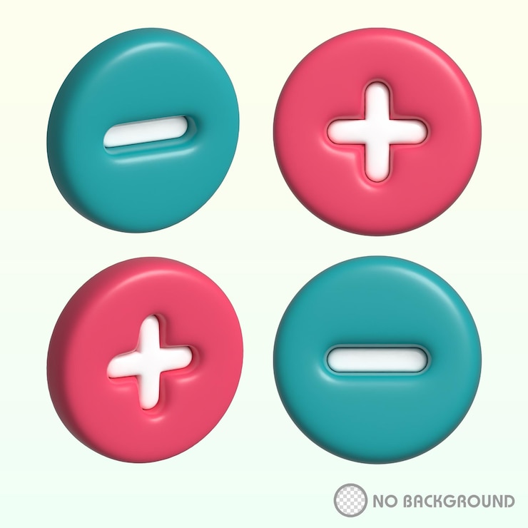 PSD diseño de ilustraciones 3d de los botones más y menos