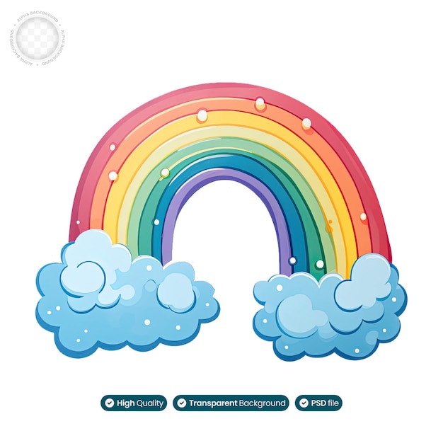 PSD diseño ilustrado de arco iris que inspira asombro y asombro