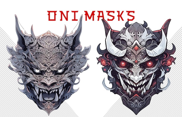 PSD diseño de imágenes prediseñadas de máscaras de oni de miedo