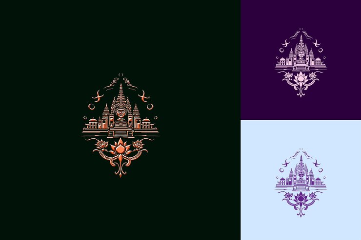 PSD el diseño del imperio khmer inspirado en angkor wat y la frontera de la serpiente representación central del rey