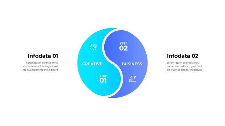 PSD diseño infográfico circular que visualiza conceptos creativos y profesionales con íconos y pasos