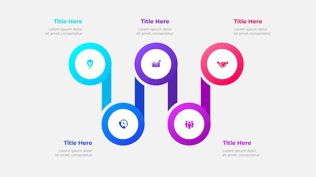 Diseño infográfico que muestra elementos circulares para presentaciones, informes y diagramas