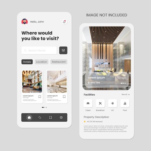 Diseño de interfaz de usuario de aplicaciones móviles para reservas de hoteles y búsqueda de viajes