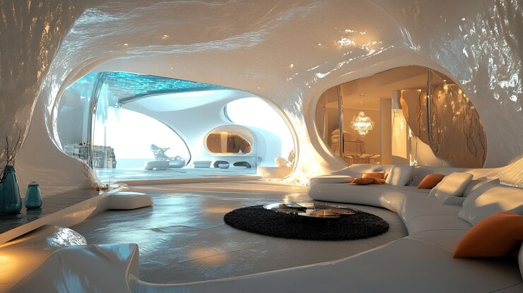PSD el diseño interior futurista de un hogar moderno