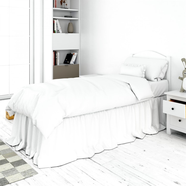Diseño interior de habitación de cama