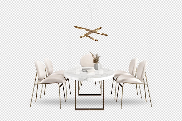 Diseño de interiores de comedor moderno en renderizado 3d