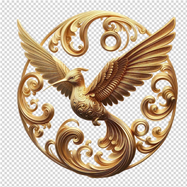 PSD diseño intrincado de aves ornamentadas en 3d con fondo png