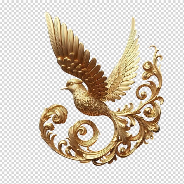 PSD diseño intrincado de aves ornamentadas en 3d con fondo png