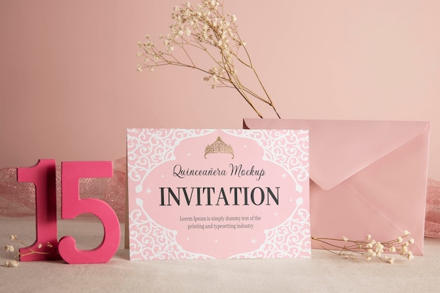 PSD diseño de la invitación de quinceanera