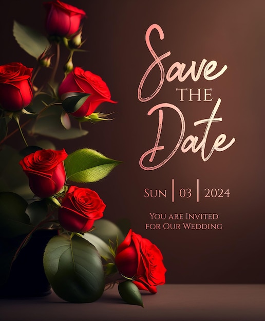 Diseño de invitaciones románticas de boda de rosas rojas para bodas elegantes Invitaciones de boda de flores y mariposas
