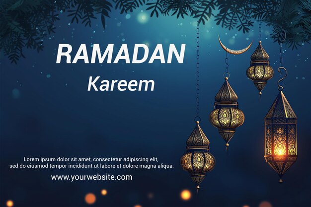 Diseño islámico de ramadan kareem con luna creciente