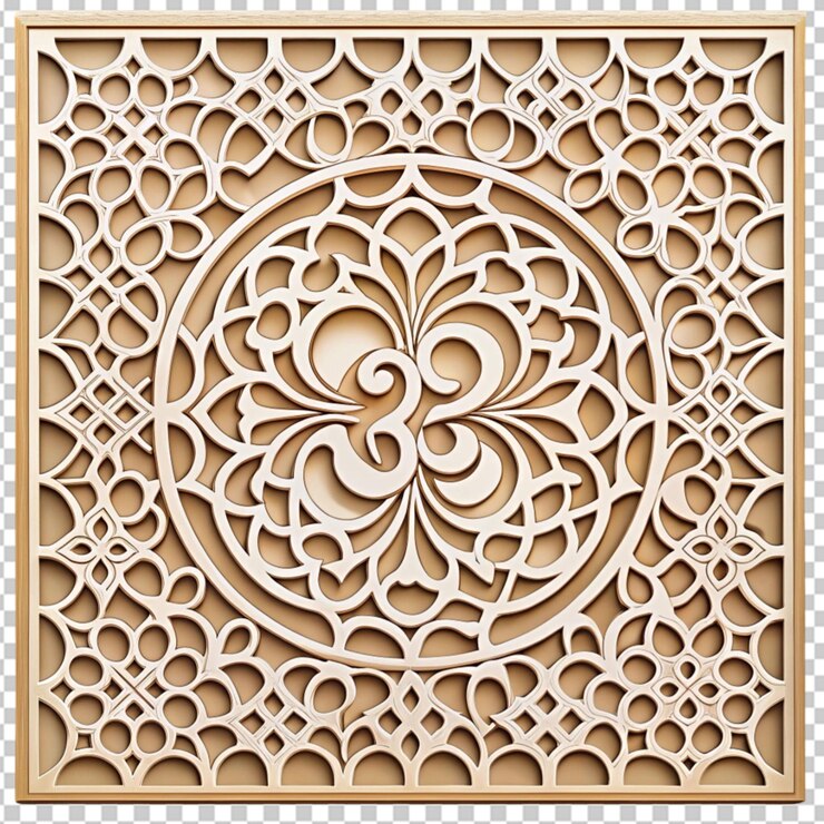 PSD diseño de jali om jali cortado con cnc corian jali sobre fondo transparente