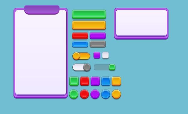Diseño de kit de UI de juego casual moderno y interfaz de juego de banner de indicador