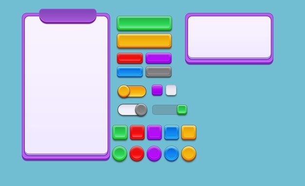 PSD diseño de kit de ui de juego casual moderno y interfaz de juego de banner de indicador