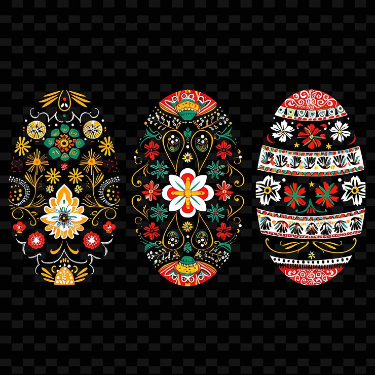 PSD diseño de líneas fronterizas de pysanka ucraniana con diseños de motivos estilizados únicos png intrincados y de color