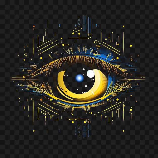 Diseño de líneas de neón estilo diseño de ojos transparente clipart png 4096px