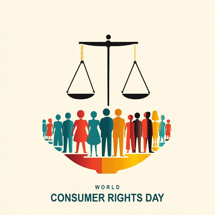 PSD diseño llamativo del cartel del día mundial de los derechos del consumidor