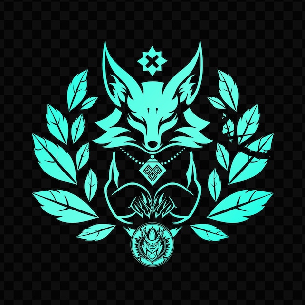 Un diseño de un lobo en una corona verde