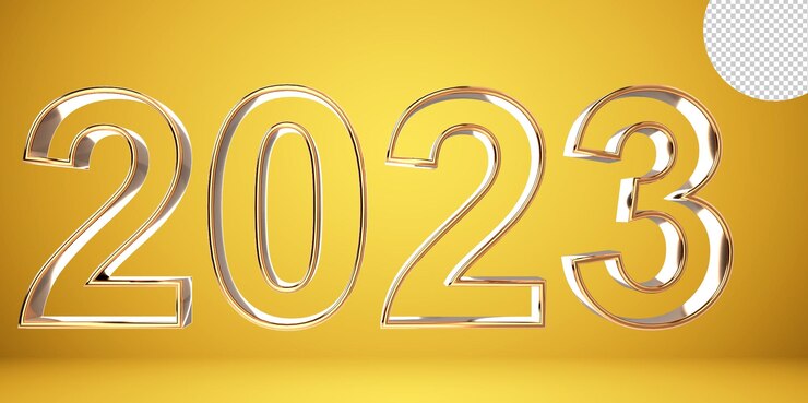 PSD diseño de logotipo 3d render new year 2023 con fondo transparente